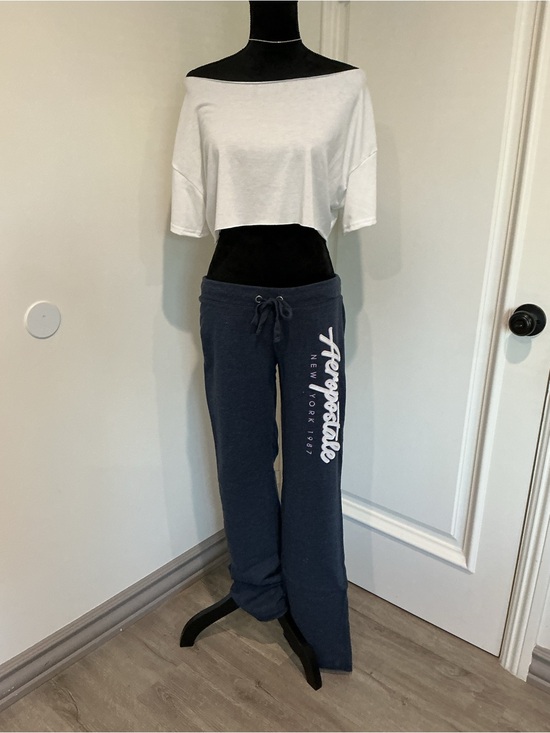 Aeropostale Pants - Aeropostale Navy Blue Logo Lounge Joggers with Bold White and Purple Font